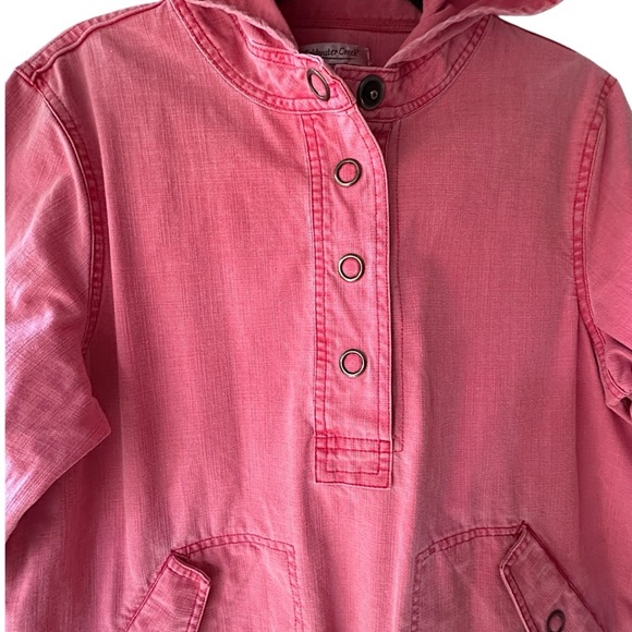 COLDWATER CREEK NWOT WASHED RED COTTON CANVAS HALF SNAP JACKET HOODIE | MEDIUM - Picture 3 of 11